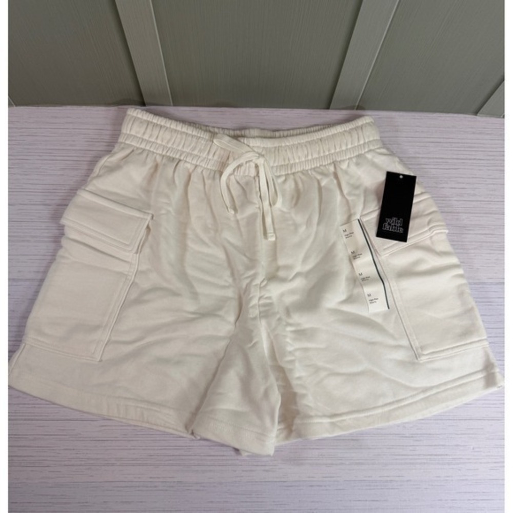 Wild Fable Womens Medium High-Rise Cargo Shorts French Terry White NWT New